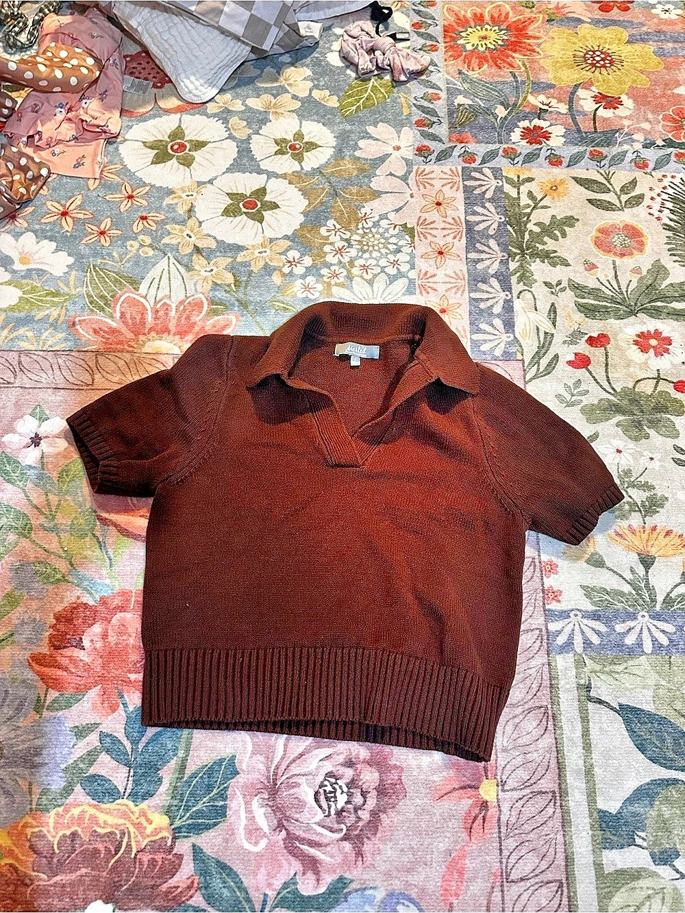 Brown Short Sleeve Sweater